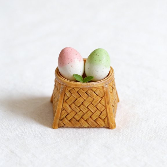 Spring Woven Basket Easter Realistic Resin Wicker Look Tiny Basket Mini Dollhouse Miniature Accessory for Photography Props, Jewelry Storage, Succulent Planter & Tabletop Scene Decor Use