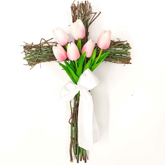 Spring Wreath,Door Decor,Easter Wreath Artificial Tulips Wreath Door Hanging Decor Spring/Summer Arrivals,Spring Home Decor,Door Decorations Hanging,Easter Wreaths for Front Door