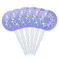 thumbnail image 1 of Spring Wreath Flowers Cupcake Picks Toppers Decoration Set of 6, 1 of 6