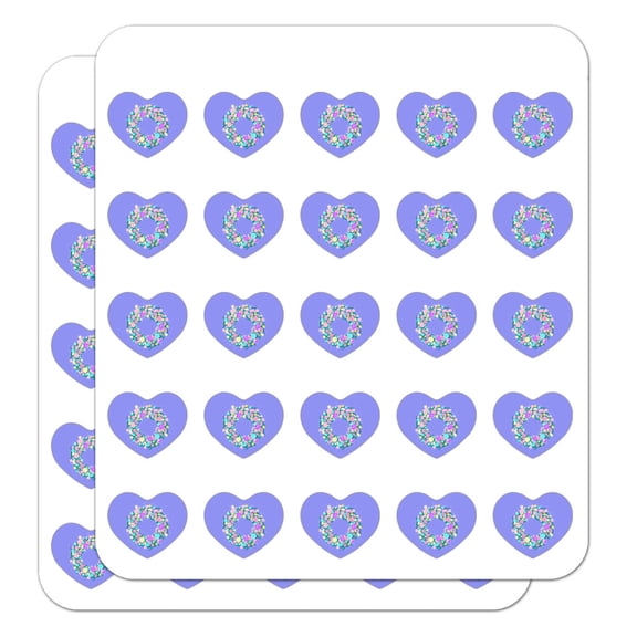 Spring Wreath Flowers Heart Shaped Planner Calendar Scrapbook Craft Stickers