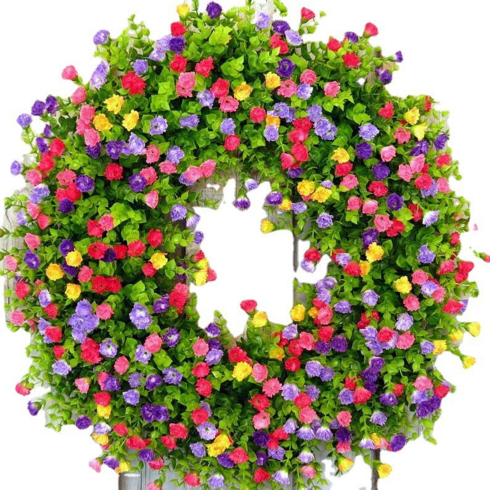 Lingouzi Colorful Wildflower Garland for Front Door with Immortal Flowers 