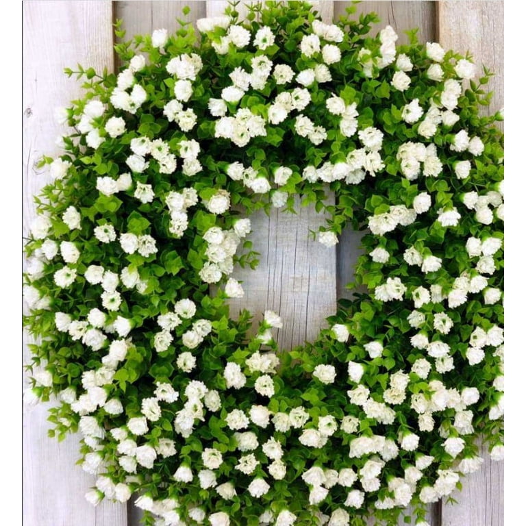 Spring Wreath for Front Door 20 inch Easter Summer Small Colorful Green Eucalyptus Flower Frame Garland Welcome Decor for Home Farmhouse Outside