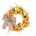 thumbnail image 1 of Spring Wreath For Front Door,Blooming Floral Wreath With Tulip,Daisy And Green Leaves Outdoor,Farmhouse Spring Summer Wreaths For Front Door Outside,Spring Decoration,13 Inch Door Wreaths,1 Pack, 1 of 9