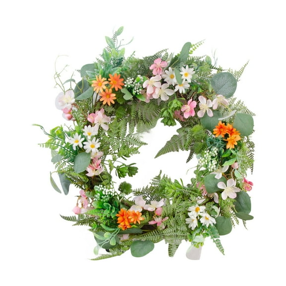 Spring Wreath for Front Door, Colorful Floral Wreath for All-Season, Artificial Spring Summer Door Hanger for Outdoor/Indoor Use, Hassle-Free Front Door Decor