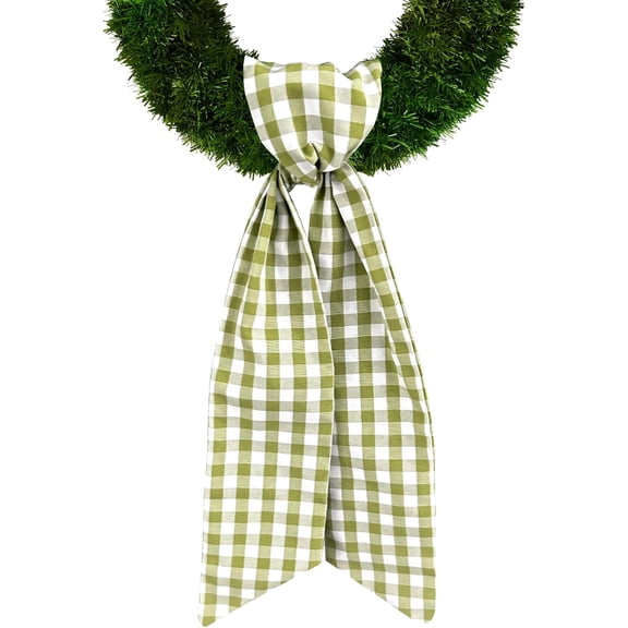 Plaid Wreath Sash for Front Door, 2 Pack Nylon Wreath Ribbon for Baby Shower and Home Decor