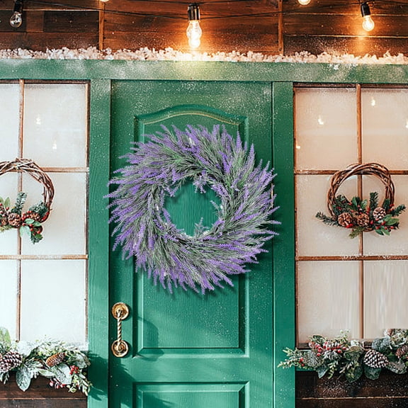 Spring Wreath Spring Wreath 18Inch Purple Wreath For Front Door January Spring Summer Winter Wreath For Outdoor Outside Indoor Wall Window Home Farmhouse Purple - 45cm