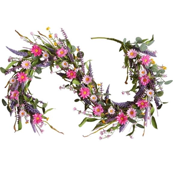 Idyllic 6FT Spring Garland Pink Flowers Purple Lavender Forsythia