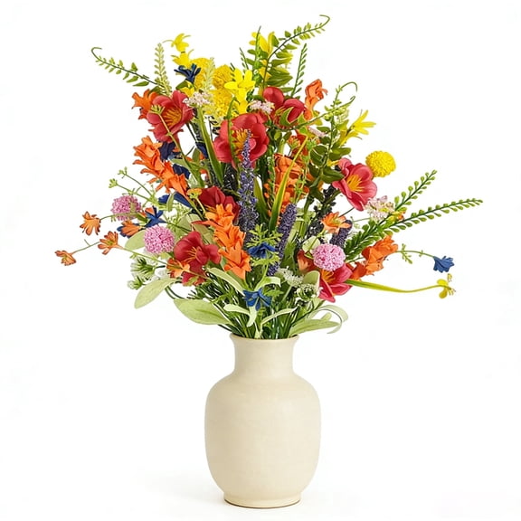 Tempus 18 inch Artificial Spring Summer Mixed Flower Stem with Ferns and Foliage