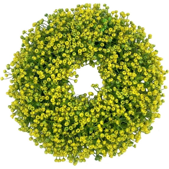 Spring Wreaths for Front Door 16 Inch Artificial Baby Breath Flower Door Wreath Purple Spring Summer Wreath for Outside Indoor Wall Home Farmhouse Porch Garden Festival Wedding Decor