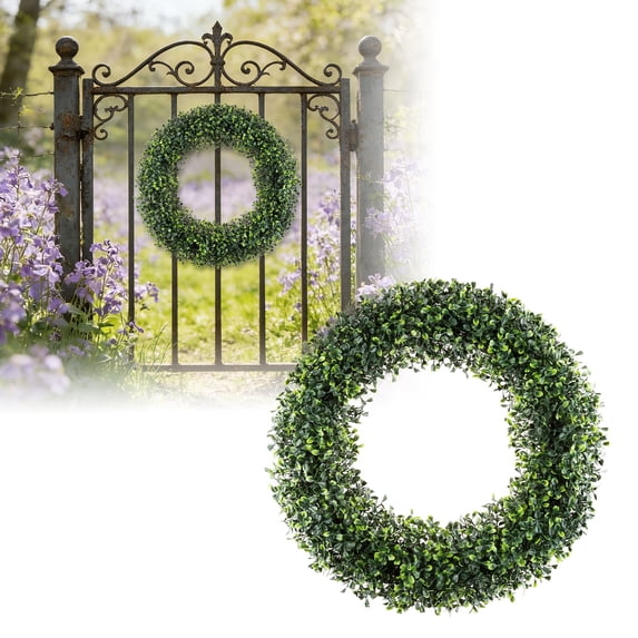 Spring Wreaths for Front Door, Boxwood Wreath Front Door 13'' Artificial Spring Wreaths for Front Door Farmhouse Wedding Green Year Round Indoor Outdoor for Spring Wreath, Easter Wreaths