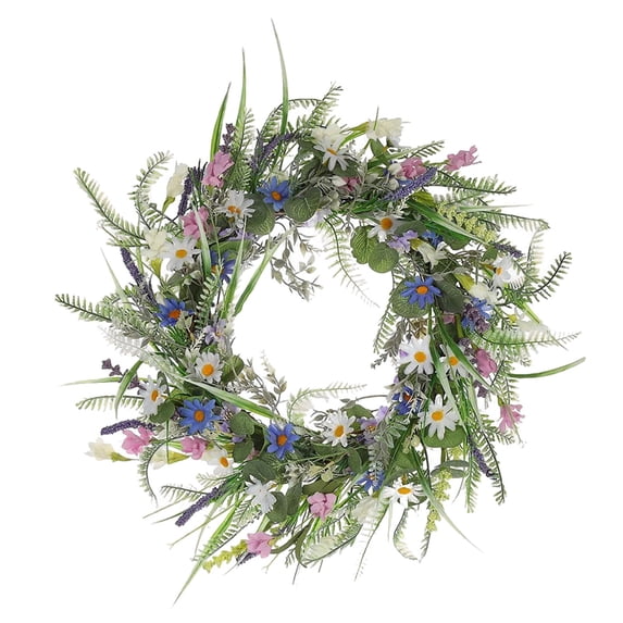 Spring Wreaths for Front Door, Ngxiha Blue Spring Door Wreath Summer Floral Wreath with Wildflower Lanvender Spring Wreath, Wreaths for Wall Porch Indoors Outdoor Window Home Decorations