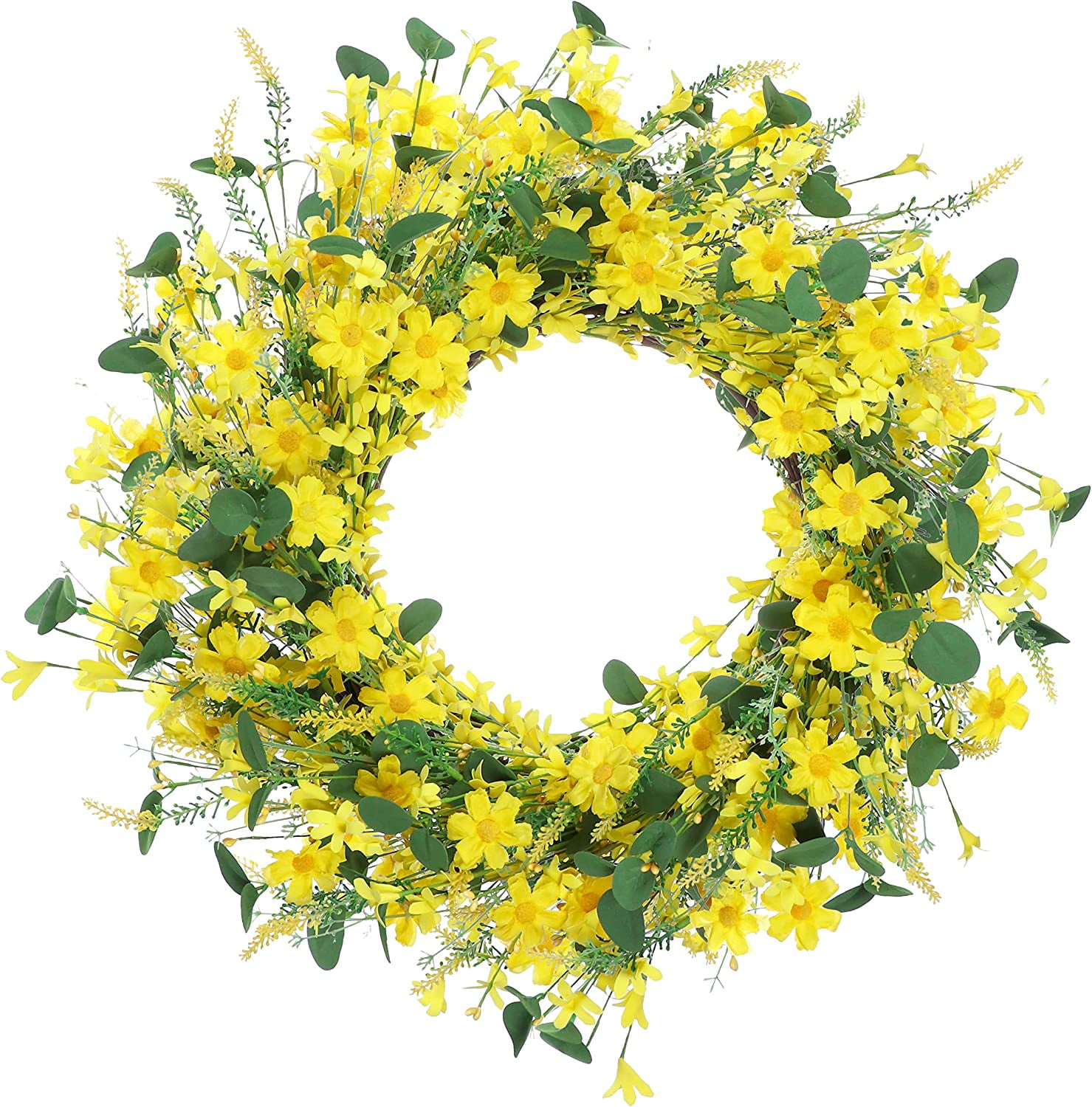 Spring Wreaths for Front Door 22 Inch Artificial Summer Wreath Yellow ...