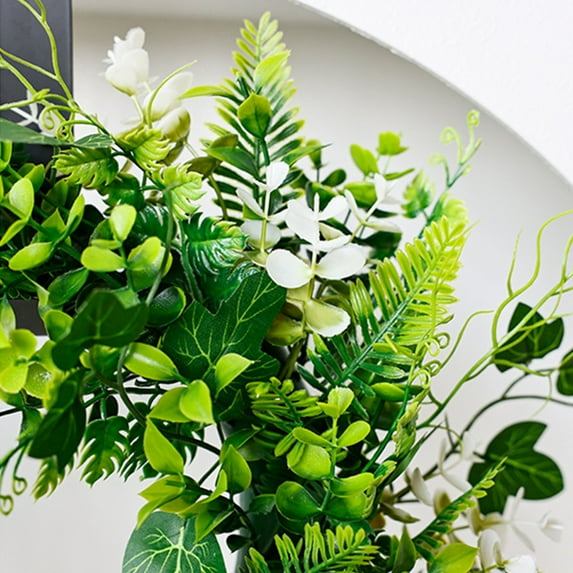 Spring Wreaths for Front Door,Farmhouse Flower Wreath Comes,Boxwood Greenery Floral Wreath for Home Décor Outdoor Indoor G