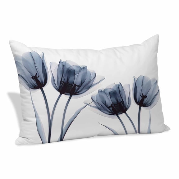 Spring X-ray Pillow Covers 20x26 Inch, Image of Black Tulip Flower Soft Brushed Throw Pillow Covers with Hidden Zipper Decorative Pillowcase for Bedroom Sofa Couch
