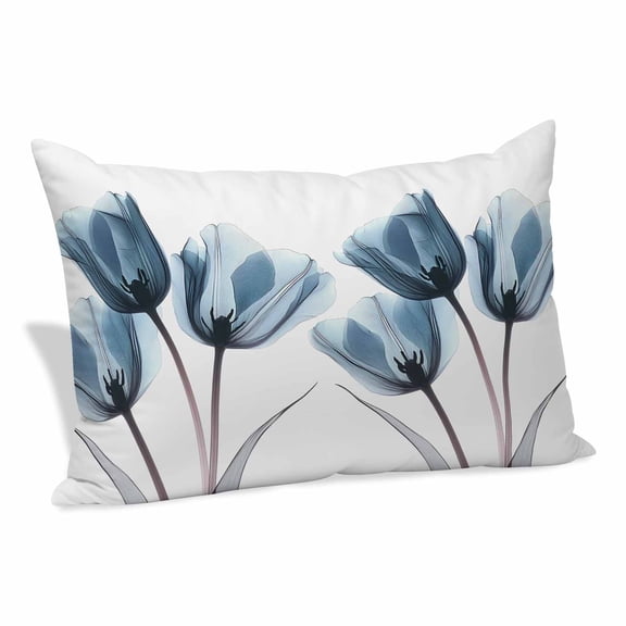 Spring X-ray Pillow Covers 20x26 Inch, Image of Blue Tulips Flower Leaf Soft Brushed Throw Pillow Covers with Hidden Zipper Decorative Pillowcase for Bedroom Sofa Couch
