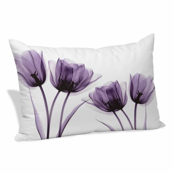 Spring X-ray Pillow Covers 20x26 Inch, Image of Purple Tulip Flower Soft Brushed Throw Pillow Covers with Hidden Zipper Decorative Pillowcase for Bedroom Sofa Couch