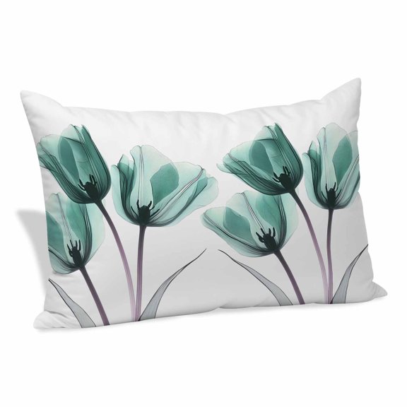 Spring X-ray Pillow Covers 20x26 Inch, Image of Teal Tulips Floral Leaf Soft Brushed Throw Pillow Covers with Hidden Zipper Decorative Pillowcase for Bedroom Sofa Couch