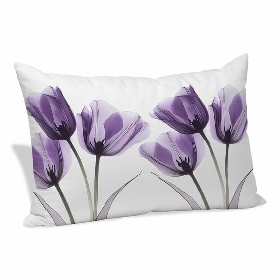 Spring X-ray Pillow Covers 20x36 Inch, Image of Purple Tulips Flower Leaf Soft Brushed Throw Pillow Covers with Hidden Zipper Decorative Pillowcase for Bedroom Sofa Couch