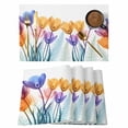 thumbnail image 1 of Spring X-ray Placemats Set of 1, Floral Yellow Purple Tulips Fern Leaf Non-Slip Place Mats Washable Table Mats for Kitchen Dining Table Decorations Indoor/Outdoor, 1 of 9