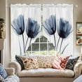 thumbnail image 1 of Spring X-ray Swag Curtain Valance for Windows, Image of Black Tulip Flower Window Treatments Short Swag Topper for Kitchen Windows Bathroom Bedroom, 36"x36", 1 of 8