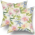 thumbnail image 1 of Spring Yellow Blue Pink Floral Pillow Covers 16x16 Set of 2 Cute Watercolor Colorful Flower Leaf Print Decorative Throw Pillows Rustic Farmhouse Cushion Case Decor for Couch Sofa Bed, 1 of 6