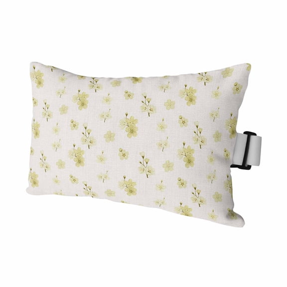 Spring Yellow Cherries Flowers Outdoor Pillow for Chaise Lounge Chair,Vintage Country Floral Art Waterproof Headrest Lumbar Pillows with Insert&Elastic Strap for Patio Pool Garden Chairs Decor,1 Pack