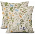 thumbnail image 1 of Spring Yellow Floral Pillow Covers 16x16 Inch Sage Green Wild Flower Plant Butterfly Decorative Pillow Cases Vintage Seasonal Cushion Covers Farmhouse Home Decor For Porch Couch Outdoor Set of 2, 1 of 6