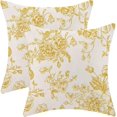 thumbnail image 1 of Spring Yellow Floral Pillow Covers 18x18 Inch Set of 2, Chinoiserie Yellow Flower Decorative Throw Pillowcase Vintage Floral Outdoor Cushion Cover for Sofa Couch Living Room Bed Decor, 1 of 5