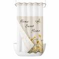 thumbnail image 1 of Spring Yellow Flower No Hook Shower Curtain with Snap in Liner Home Sweet Home Watercolor Floral Butterfly Linen Waterproof Bathroom Shower Curtain with See Through Top Window for Bathtub 54" x 78", 1 of 9