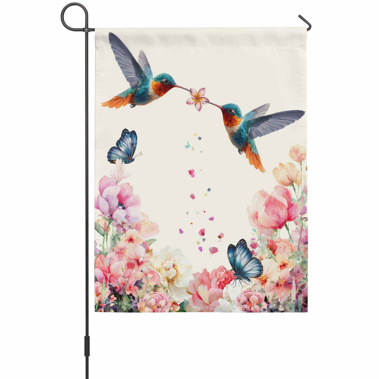 Spring Yellow Flower Hummingbird House Flags For Outdoor, Watercolor ...