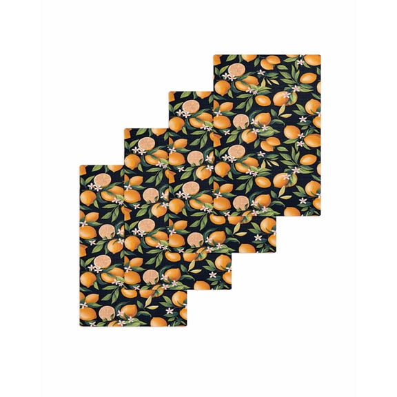 Spring Yellow Lemon Kitchen Dish Towels for Drying Dishes Set of 4, Green Leaves Botanical Country Retro Waffle Weave Microfiber Terry Hand Tea Bathroom Towels Quick Dry & Absorbent Towel 15.7x23.6