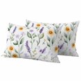 thumbnail image 1 of Spring Yellow Pillow Covers 2 Pack Daisy Lavender Leaf Floral Pillowcase Waterproof Outdoor Throw Pillow Cover for Patio Balcony Rectangular Cushion 20”x12”, 1 of 9