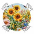 thumbnail image 1 of Spring Yellow Sunflower Round Tablecloth for 36-44 Inch Tables,Fitted Table Cover with Elastic Edge,Butterfly Floral Daisy Country Waterproof Outdoor Table Cloth Protector for Patio Garden Dinner, 1 of 9