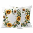 thumbnail image 1 of Spring Yellow Sunflower Wreath Pillow Covers 2 Pack Country Watercolor Floral Daisy Leaf Pillowcase Waterproof Outdoor Throw Pillow Cover for Patio Garden Square Cushion 20”x20”, 1 of 9
