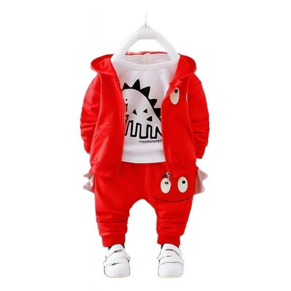 Spring and Autumn Boys' Baby Clothing Set Fashion Printed Cotton Top+Pants Three-piece Boys' Newborn Children's Clothing Set