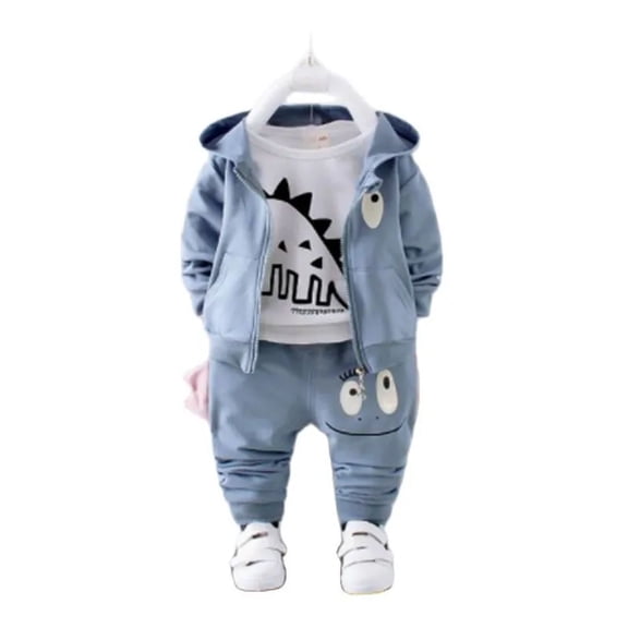 Spring and Autumn Boys' Baby Clothing Set Fashion Printed Cotton Top Pants Three-piece Boys' Newborn Children's Clothing Set