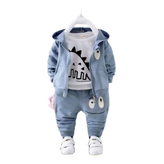 Spring and Autumn Boys' Baby Clothing Set Fashion Printed Cotton Top+Pants Three-piece Boys' Newborn Children's Clothing Set