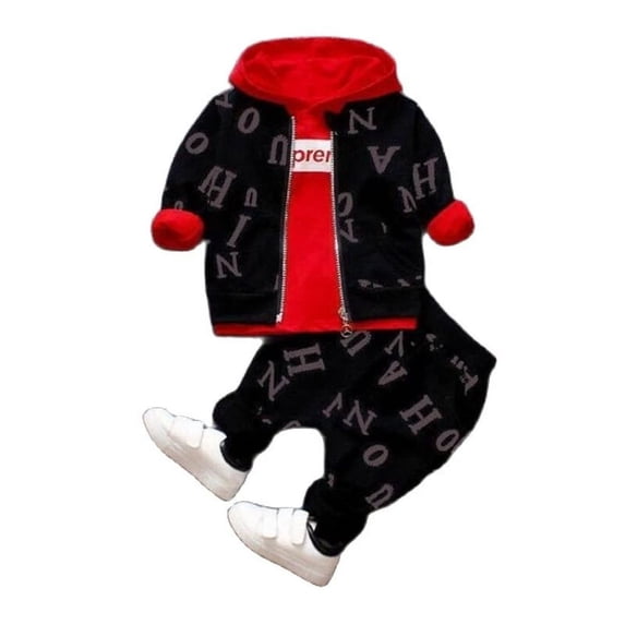 Spring and Autumn Boys' Baby Clothing Set Fashion Printed Top+Pants Three-piece Boys' Newborn Children's Clothing Set