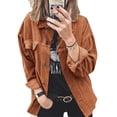 thumbnail image 1 of Spring and Autumn Corduroy Jacket Women's Shirt Style Top Single Breasted Jacket Women's Street Loose Casual Shirt-Earth yellow-XL, 1 of 7