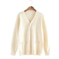 thumbnail image 1 of Spring and Autumn Knitted Cardigan College Style JK Clothing Long Sleeve Sweater Men's and Women's Simple Sweater-Beige Cardigan-L, 1 of 5