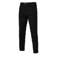 thumbnail image 1 of Spring and Autumn New Men's Denim Washed Trendy Casual Micro-Elastic Straight Trousers-Black-36, 1 of 8
