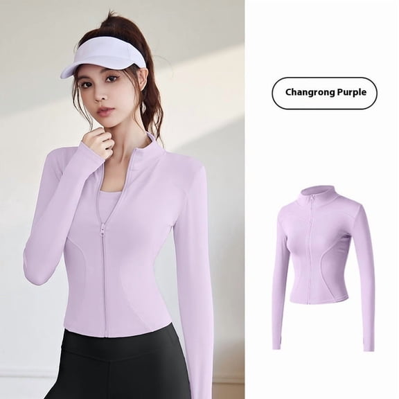 Spring and Autumn Sports Jacket for Women, Long Sleeve Tight-fitting Running Fitness Yoga Top Jacket