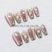 Spring and Summer Buccellati Pink Cats Eye Aurora Crystal Whitening Bride Pregnant Women Handmade Advanced Wear Nail Art