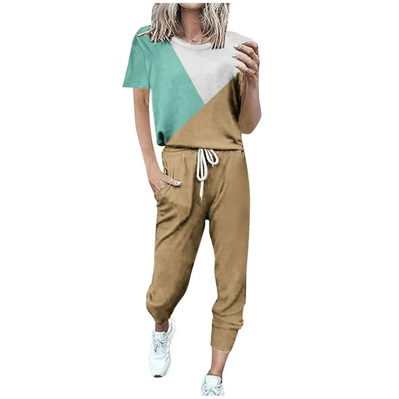 Spring and Summer Fashion 2 Picec of Sets for Womens Plus Size Loose Fitting Short Sleeved Casual Sports Set