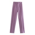 thumbnail image 1 of Spring and Summer New European and American Style Straight High Waist Slim Solid Color Casual Pants-Dark Purple-M, 1 of 7