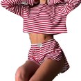 thumbnail image 1 of Spring and Summer New Style Comfortable and Fashionable Striped Long-Sleeved Flared Shorts Sleeping Suit for Ladies, 1 of 8