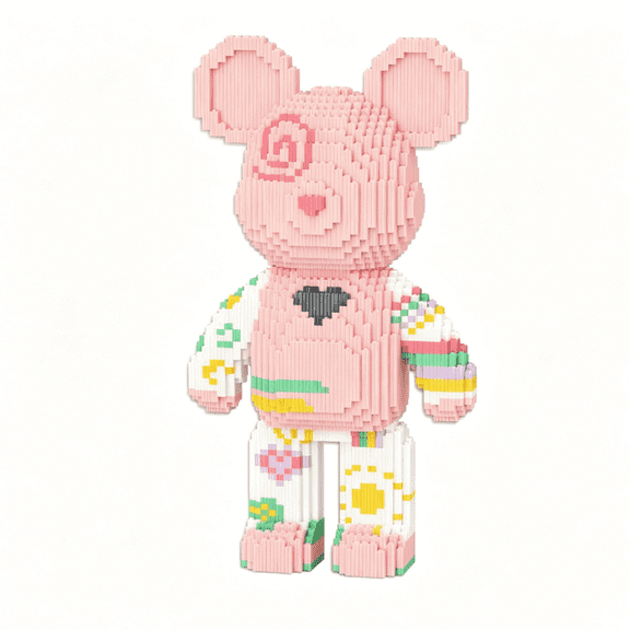 Spring and Sunshine  Bear Building Blocks Set , Gift for Birthday, Decorative Home Office Table Centerpiece Decor, 7544 Pieces