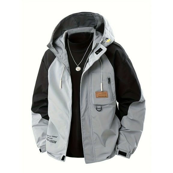 Spring and autumn hooded jackets, men's work jackets, men's windproof windbreakers, outdoor sports tops