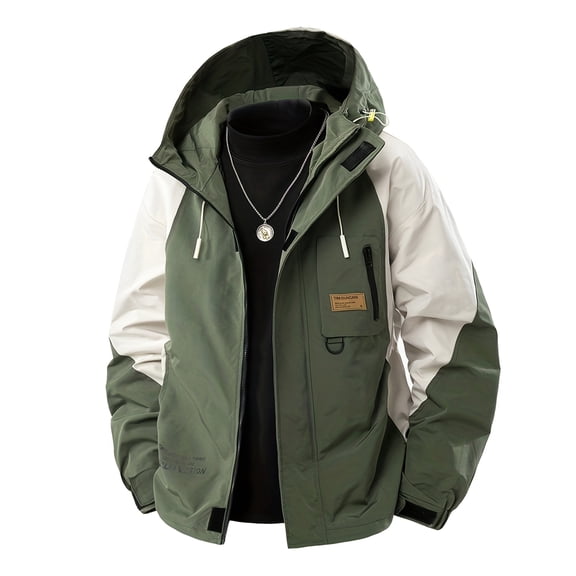 Spring and autumn hooded jackets, men's work jackets, men's windproof windbreakers, outdoor sports tops