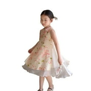 Spring and summer girls' cheongsam, Chinese style floral princess dress, daily casual dress